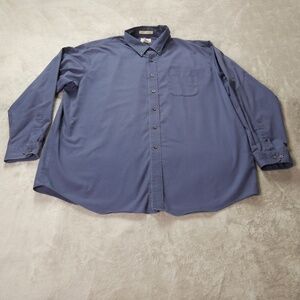 L.L. Bean Button Down Shirt Mens 2XL Navy Blue Long Sleeve Wrinkle Resistance